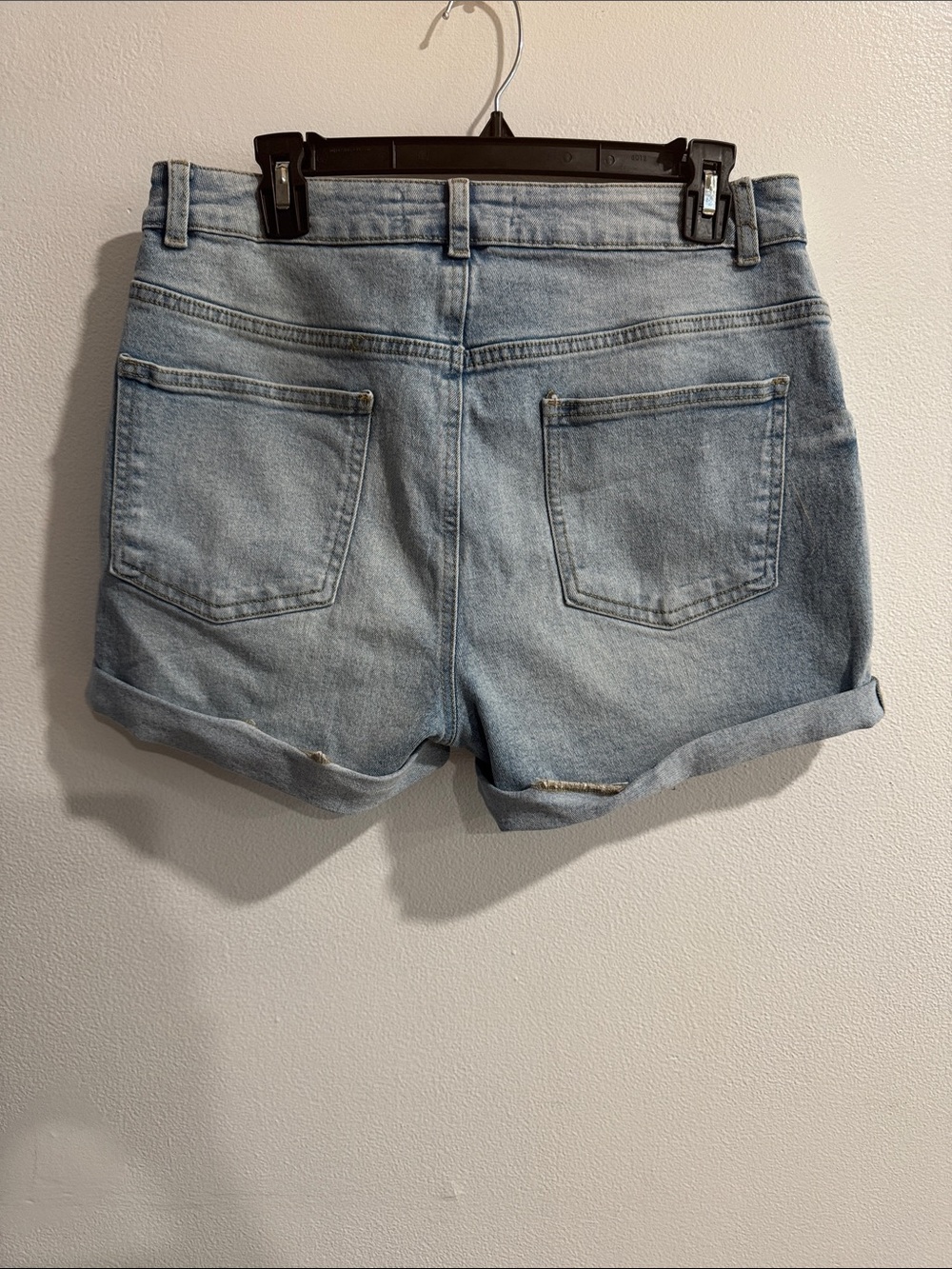 Primark Light Blue Denim Rolled Hem Jean Shorts size 12 - Picture 3 of 3
